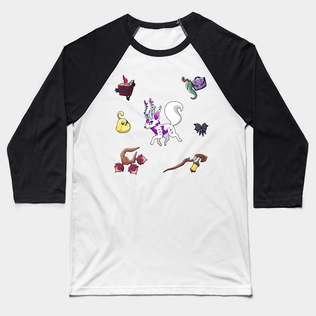 fer.al Kitsune with Song Bird and Eureka Items Baseball T-Shirt by ziodynes098